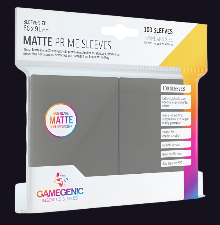 Image for GameGenic Matte Prime Sleeve - Standard Size - Dark Gray (100-Pack) - Card Sleeves