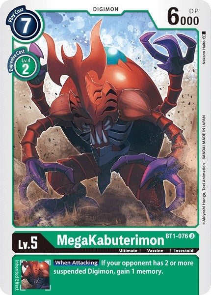 Image for MegaKabuterimon (BT1-076 U) (BT01-03A) - Digimon Card Game