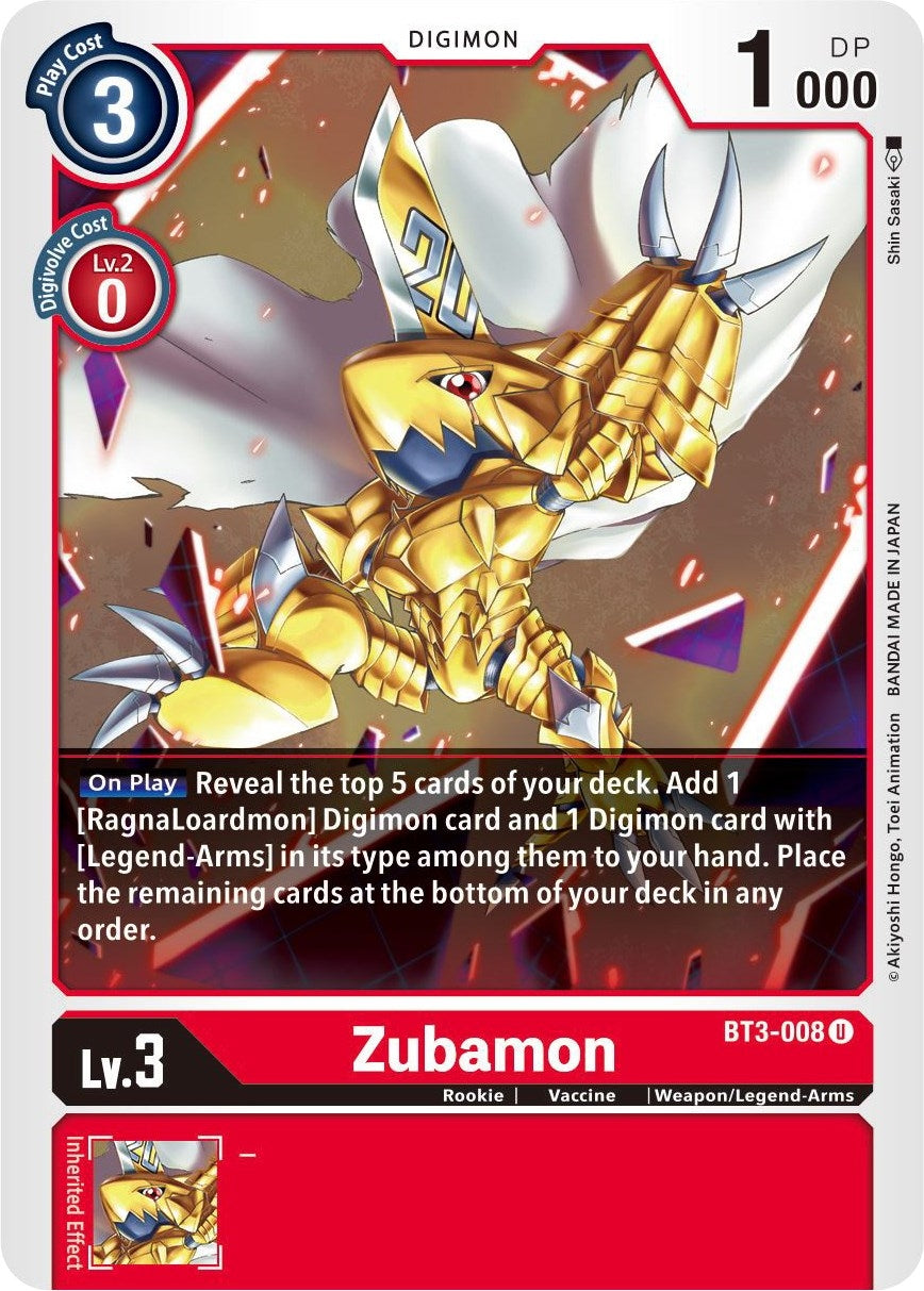 Image for Zubamon (BT3-008 U) (BT01-03B) - Digimon Card Game