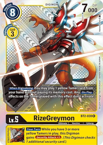 Image for RizeGreymon - BT2-038 (Premium Pack Set 01) (BT2-038 R) (BT01-03B) - Digimon Card Game