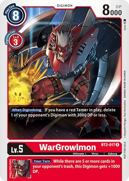 Image for WarGrowlmon - BT2-017 (Official Tournament Pack Vol.2) (BT2-017 R) (BT01-03A) - Digimon Card Game