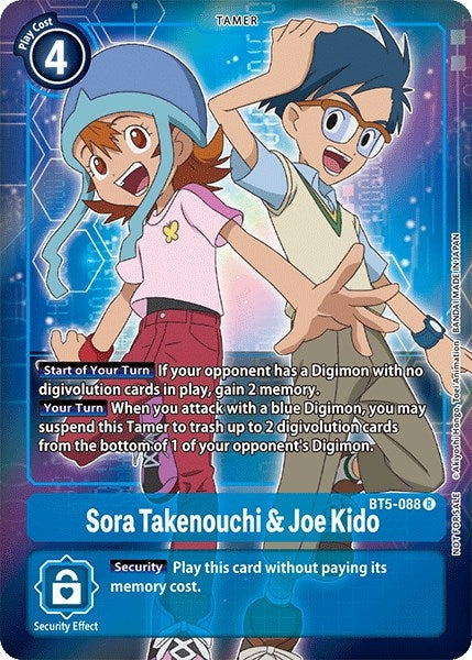 Image for Sora Takenouchi & Joe Kido (Box Topper) (BT5-088 R) (BT05) - Digimon Card Game