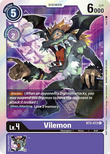 Image for Vilemon - BT2-072 (Event Pack 1) (BT2-072 C) (BT01-03A) - Digimon Card Game