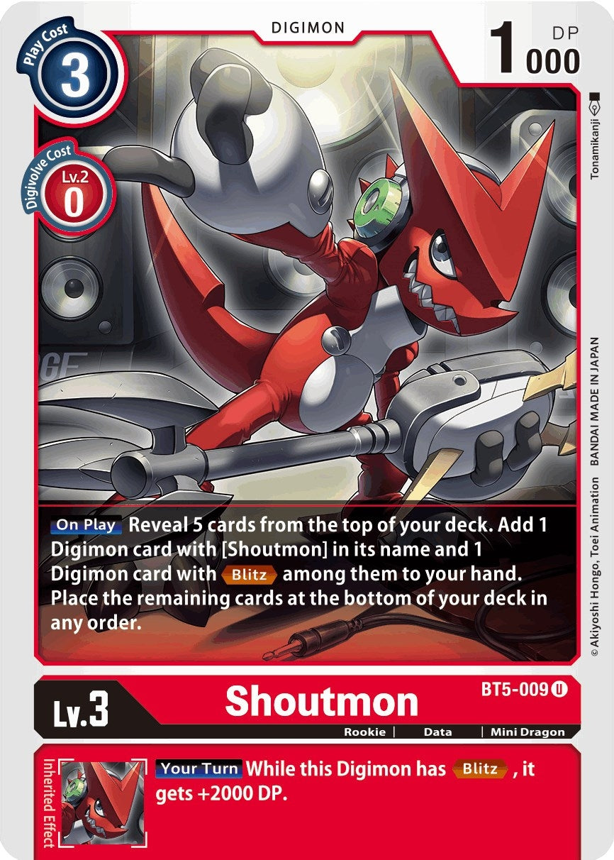Image for Shoutmon (BT5-009 U) (BT05) - Digimon Card Game