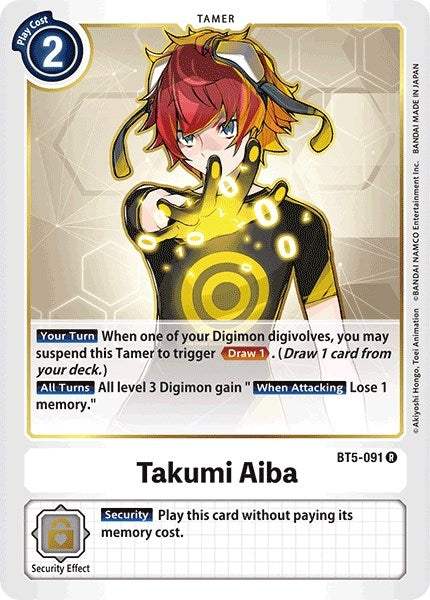 Image for Takumi Aiba (BT5-091 R) (BT05) - Digimon Card Game