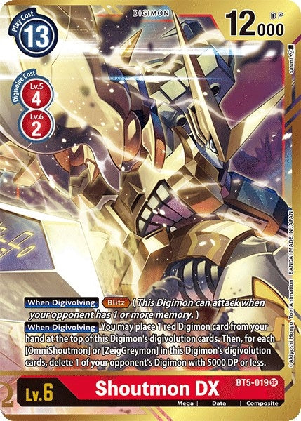 Image for Shoutmon DX (Alternate Art) (BT5-019 SR) (BT05) - Digimon Card Game