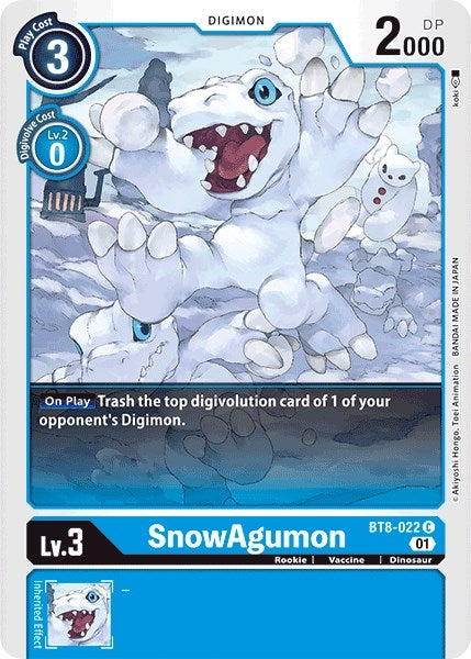 Image for SnowAgumon (BT8-022 C) (BT08) - Digimon Card Game