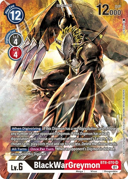Image for BlackWarGreymon (Alternate Art) (BT8-070 SR) (BT08) - Digimon Card Game