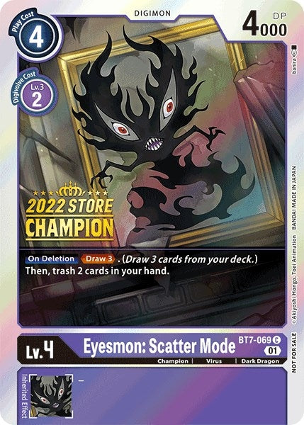 Image for Eyesmon: Scatter Mode (2022 Store Champion) (BT7-069 C) (BT07) - Digimon Card Game