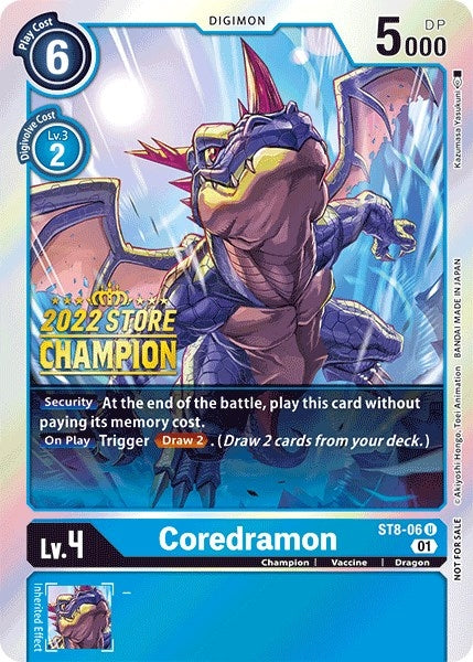 Image for Coredramon (2022 Store Champion) (ST8-06 U) (ST-8) - Digimon Card Game