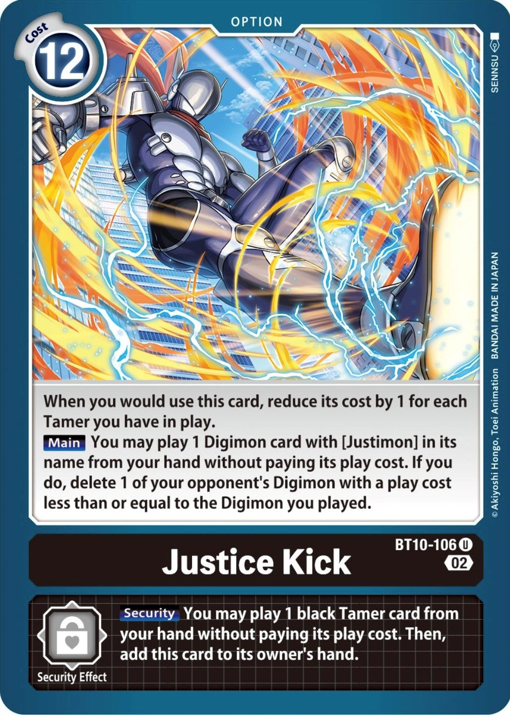 Image for Justice Kick (BT10-106 U) (BT10) - Digimon Card Game