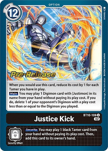 Image for Justice Kick (BT10-106 U) (BT10_PR) - Digimon Card Game