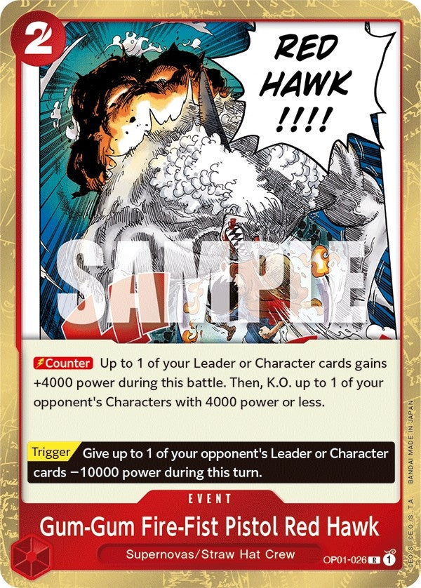 Image for Gum-Gum Fire-Fist Pistol Red Hawk (OP01-026) (OP01) - One Piece Card Game