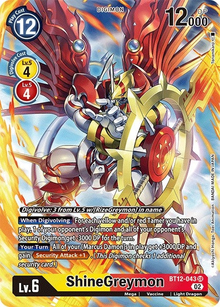Image for ShineGreymon (Alternate Art) (BT12-043 SR) (BT12) - Digimon Card Game
