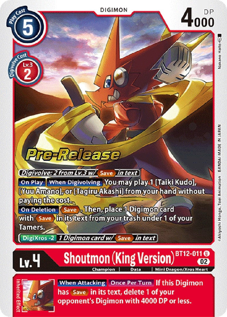 Image for Shoutmon (King Version) (BT12-011 U) (BT12_PR) - Digimon Card Game