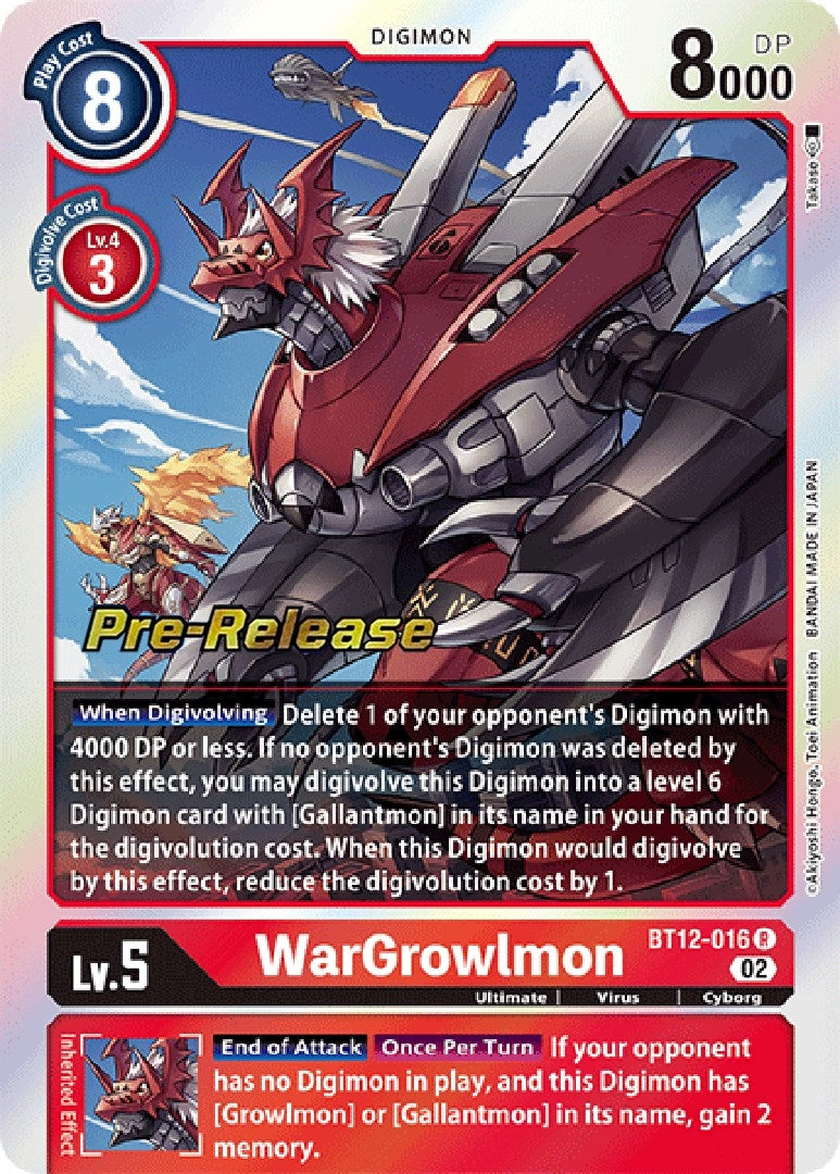 Image for WarGrowlmon (BT12-016 R) (BT12_PR) - Digimon Card Game