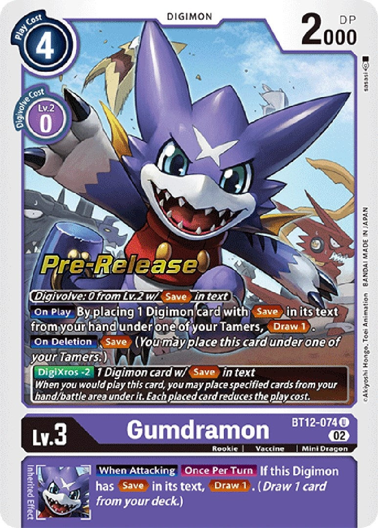 Image for Gumdramon (BT12-074 U) (BT12_PR) - Digimon Card Game