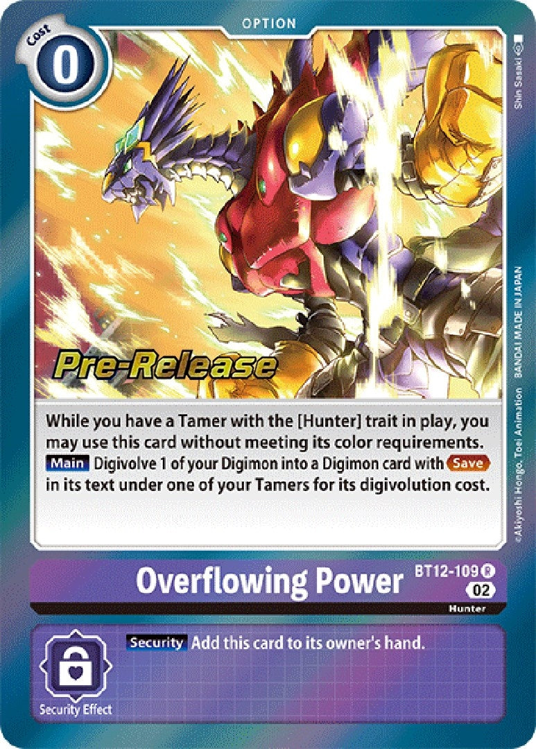 Image for Overflowing Power (BT12-109 R) (BT12_PR) - Digimon Card Game