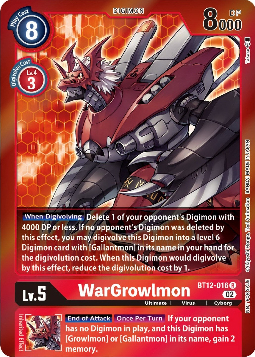 Image for WarGrowlmon (Tamer Party -Special-) (BT12-016 R) (BT12) - Digimon Card Game