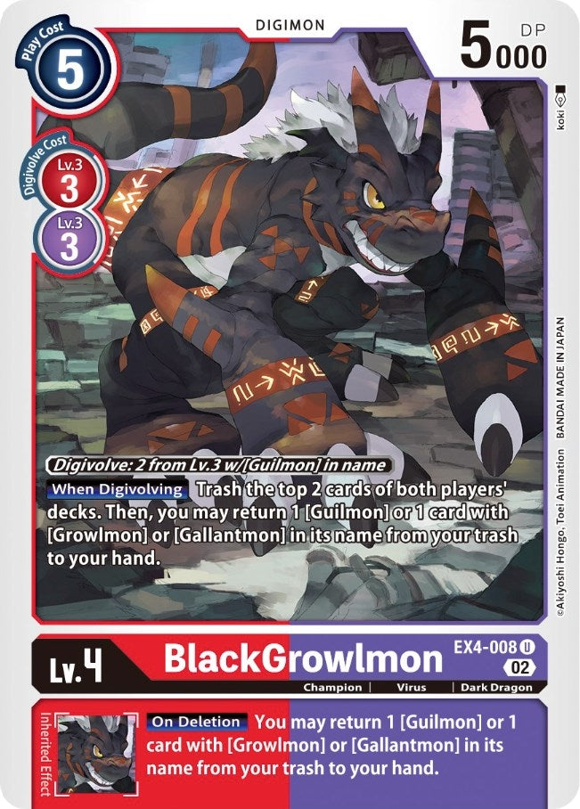 Image for BlackGrowlmon (EX4-008 U) (EX04) - Digimon Card Game