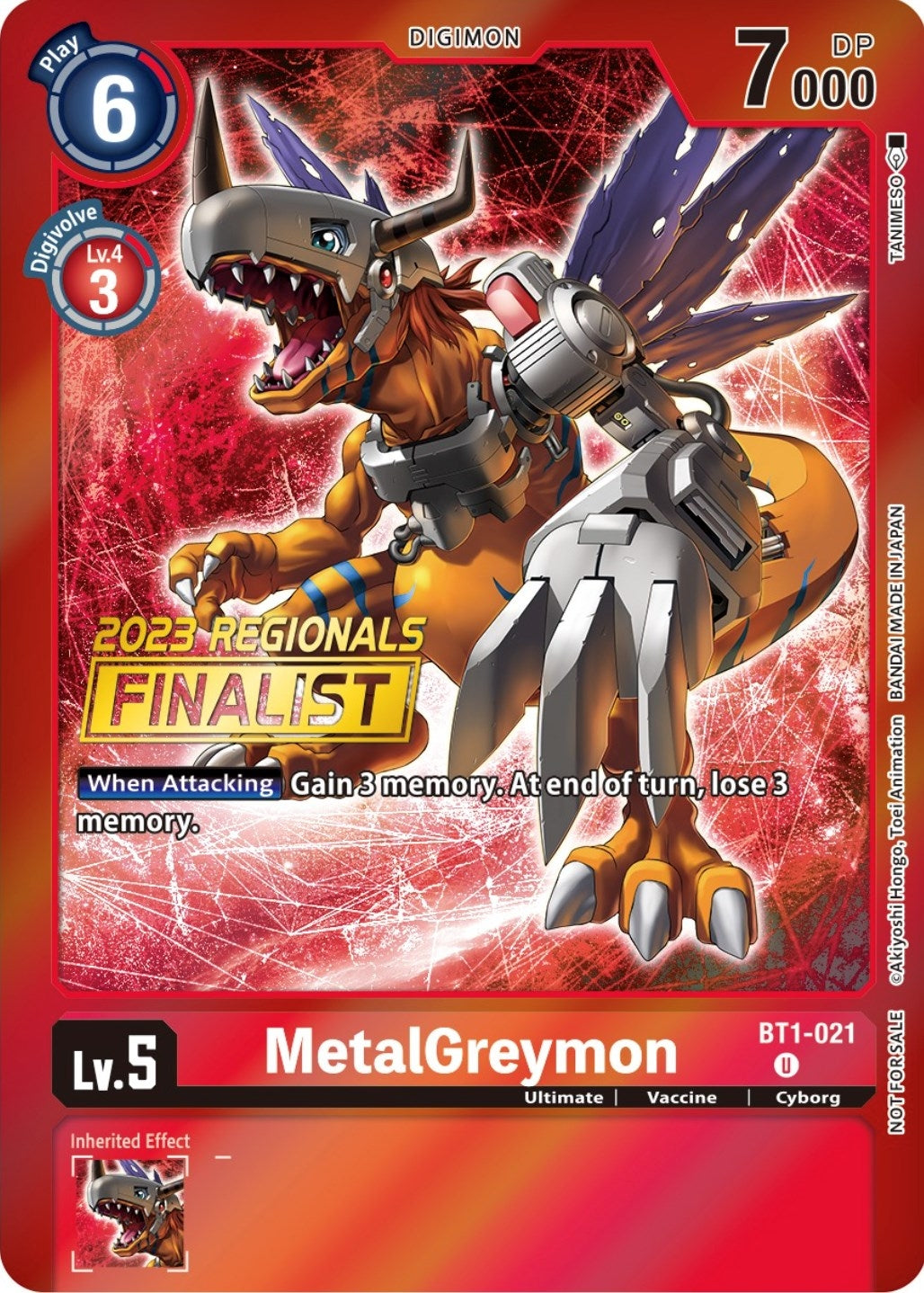 Image for MetalGreymon - BT1-021 (2023 Regionals Finalist) (BT1-021 U) (BT01-03A) - Digimon Card Game
