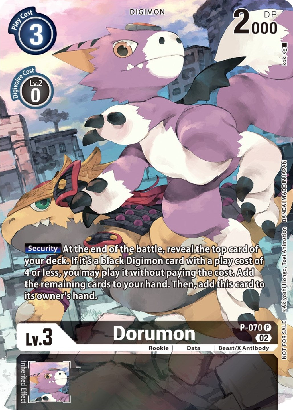 Image for Dorumon - P-070 (Official Tournament Pack Vol.10) (P-070 P) (D-PR) - Digimon Card Game