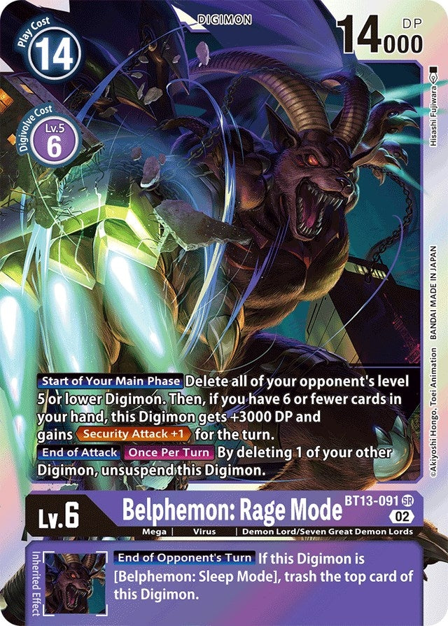 Image for Belphemon: Rage Mode (BT13-091 SR) (BT13) - Digimon Card Game