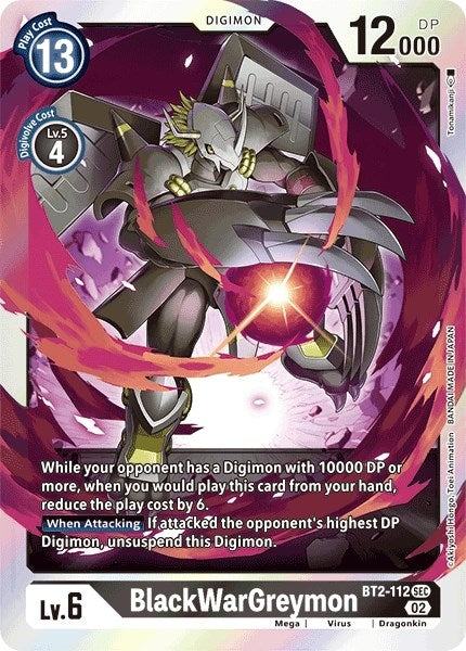 Image for BlackWarGreymon (Resurgence Booster Reprint) (BT2-112 SEC) (RB-01) - Digimon Card Game