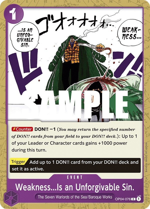 Image for Weakness...Is an Unforgivable Sin. (OP04-076) (OP04) - One Piece Card Game