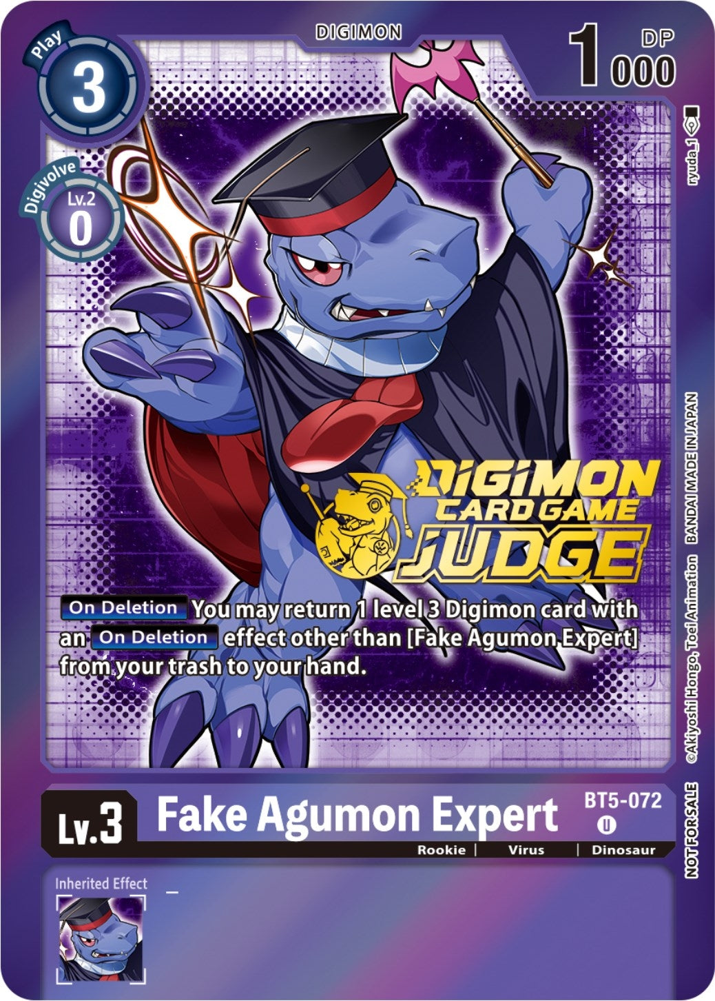 Image for Fake Agumon Expert - BT5-072 (Judge Pack 4) (BT5-072 U) (BT05) - Digimon Card Game