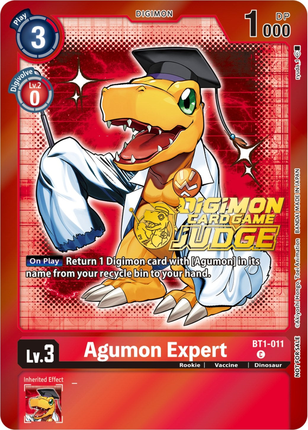 Image for Agumon Expert - BT1-011 (Judge Pack 4) (BT1-011 C) (BT01-03A) - Digimon Card Game