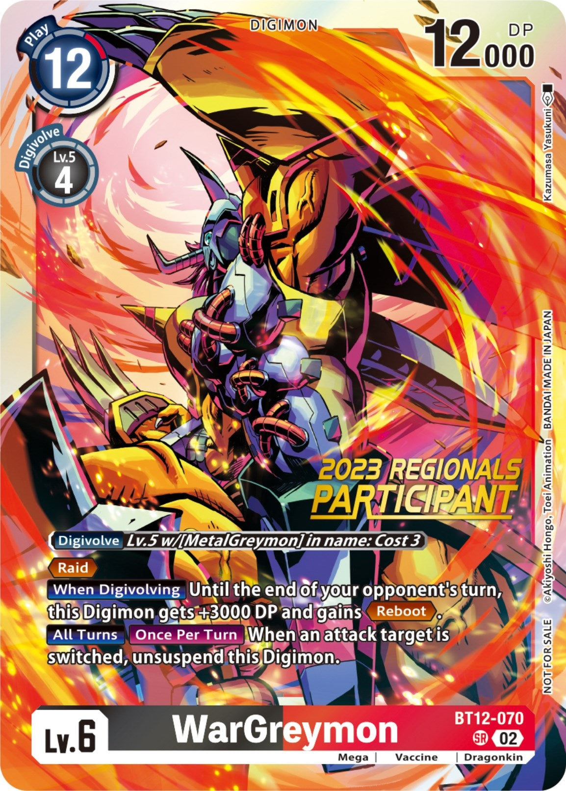 Image for WarGreymon (2023 Regionals Participant) (BT12-070 SR) (BT12) - Digimon Card Game