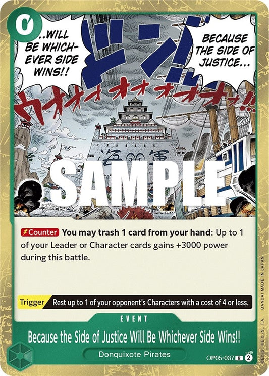 Image for Because the Side of Justice Will Be Whichever Side Wins!! (OP05-037) (OP05) - One Piece Card Game