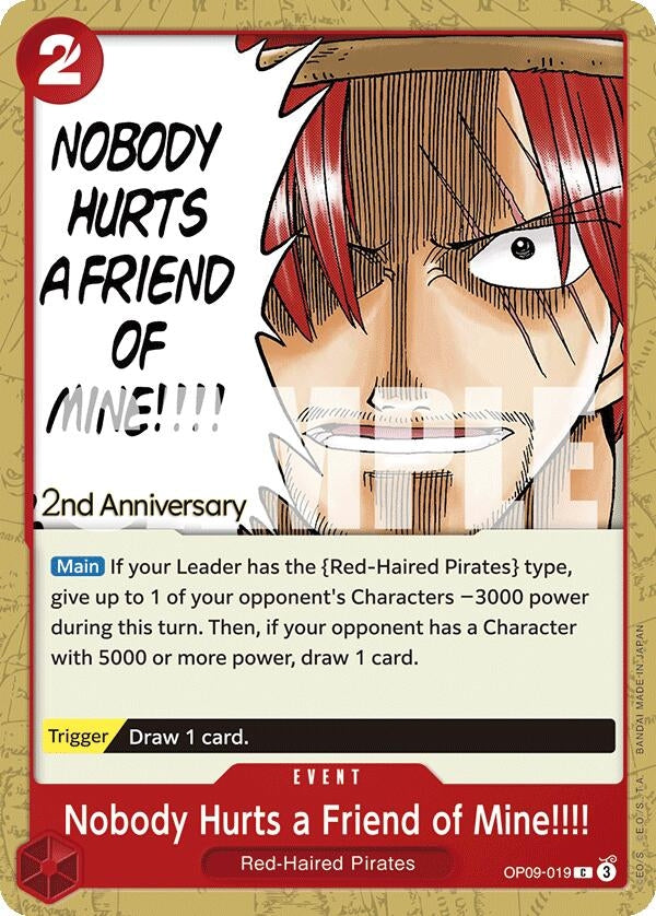 Image for Nobody Hurts a Friend of Mine!!!! (OP09-019) (OP09 ANN) - One Piece Card Game