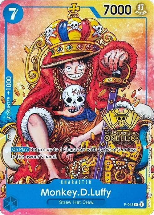 Image for Monkey.D.Luffy (2nd Anniversary Stamped Promo) (P-043) (OP-PR) - One Piece Card Game
