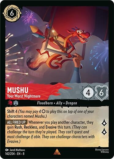 Image for Mushu - Your Worst Nightmare (142/204) (8) - Disney Lorcana