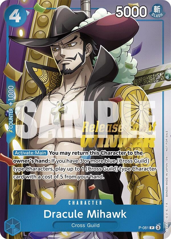 Image for Dracule Mihawk (OP11 Release Event Winner) (P-081) (OP-PR) - One Piece Card Game