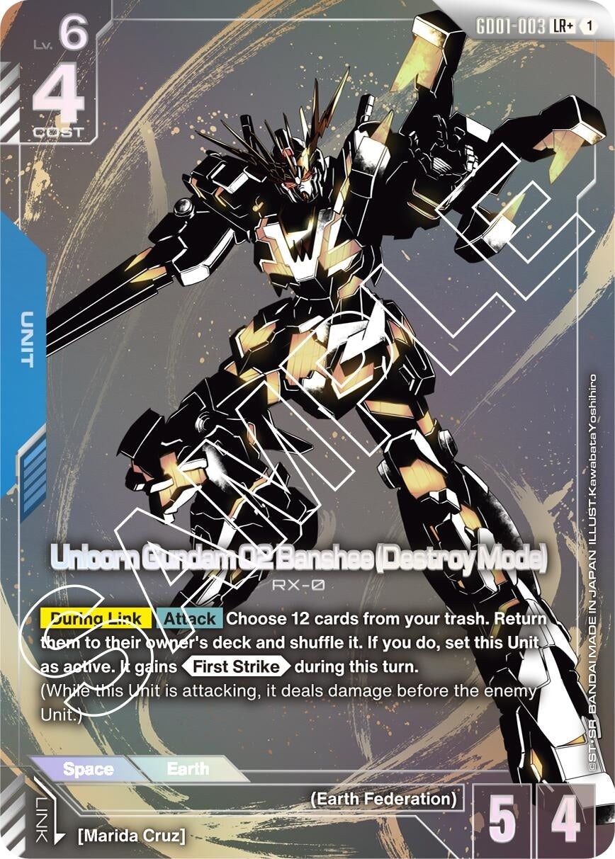 Image for Unicorn Gundam 02 Banshee (Destroy Mode) (LR+) (GD01-003) (GD01) - Gundam Card Game