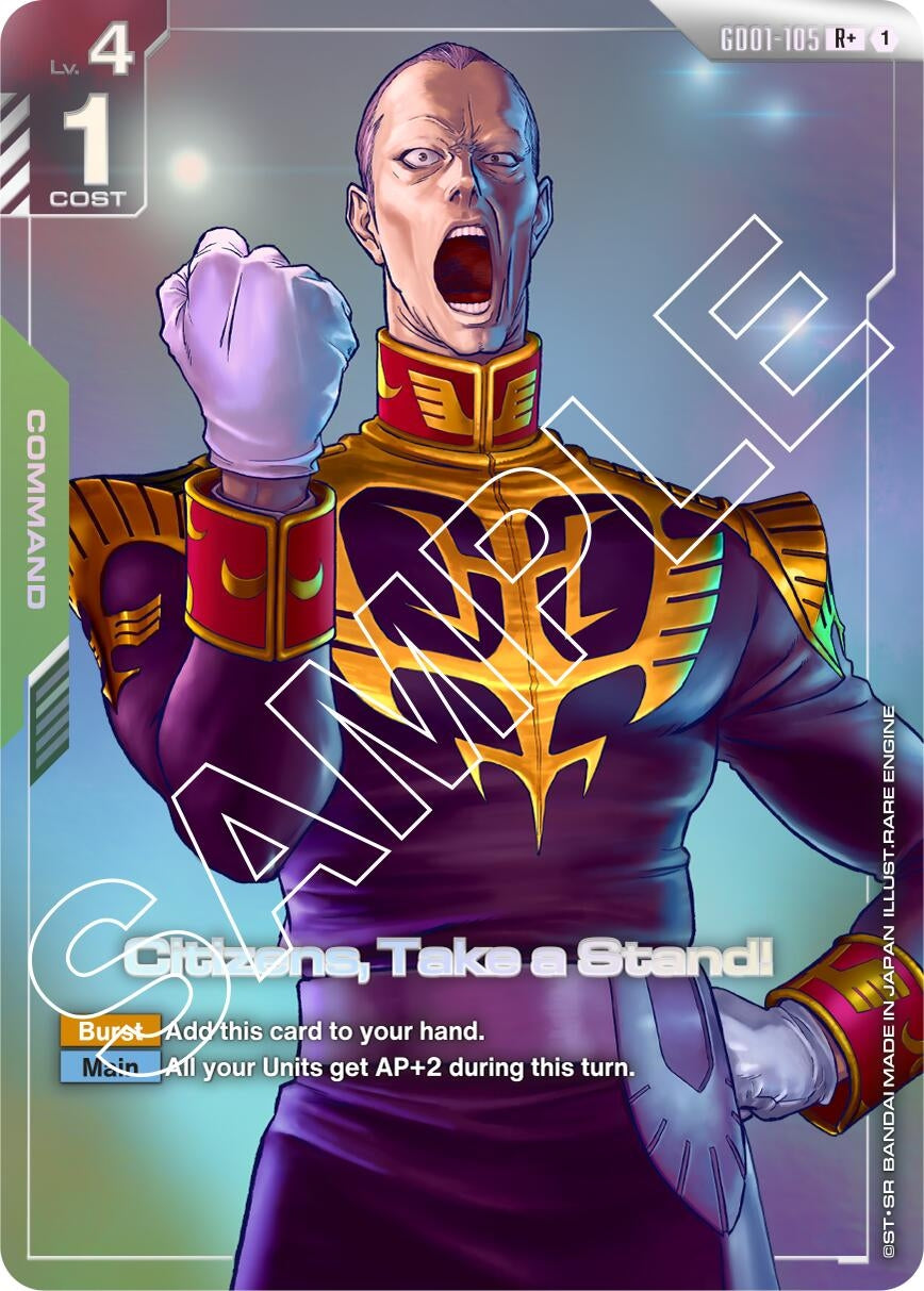 Image for Citizens, Take a Stand! (R+) (GD01-105) (GD01) - Gundam Card Game