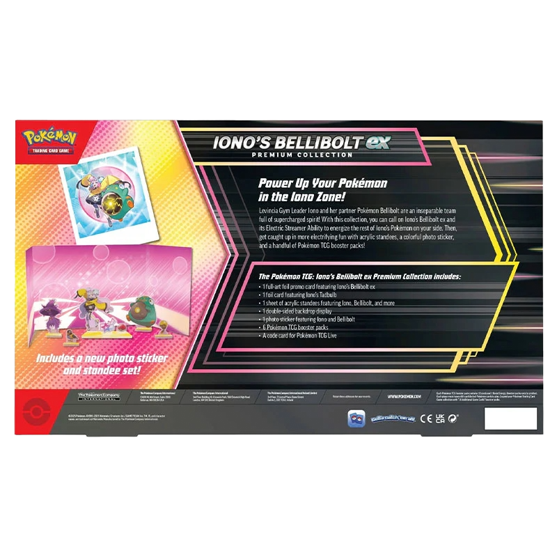 Pokémon TCG: Iono’s Bellibolt ex Premium Collection (1 full-art foil promo card, 6 booster packs & acrylic standees)