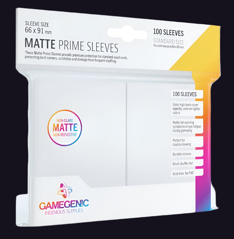 Image for GameGenic Matte Prime Sleeve - Standard Size - White (100-Pack) - Card Sleeves