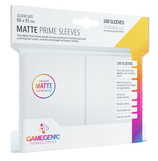 Image for GameGenic Matte Prime Sleeve - Standard Size - White (100-Pack) - Card Sleeves
