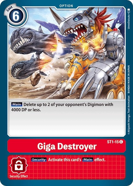 Image for Giga Destroyer (ST1-15 C) (ST-1) - Digimon Card Game