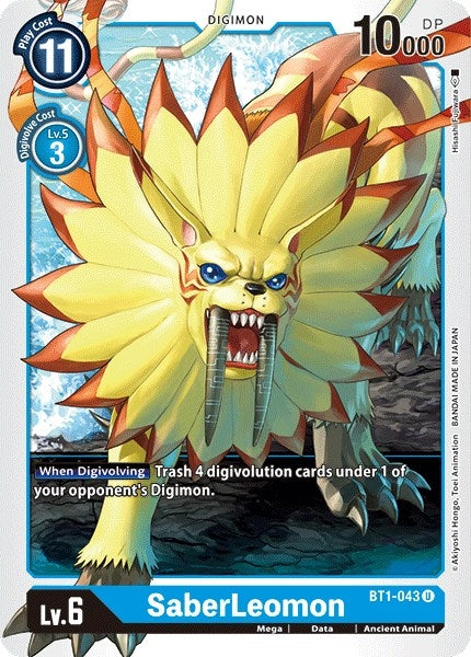 Image for SaberLeomon (BT1-043 U) (BT01-03A) - Digimon Card Game