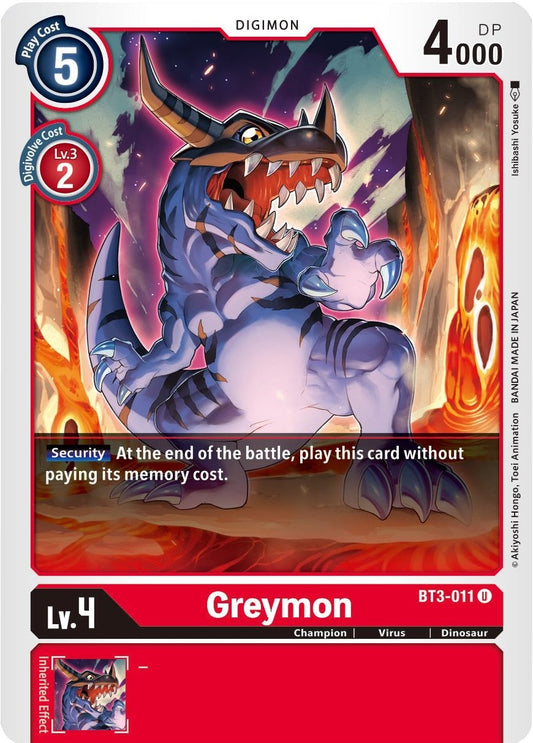 Image for Greymon - BT3-011 (BT3-011 U) (BT01-03B) - Digimon Card Game