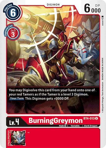 Image for BurningGreymon (BT4-013 U) (BT04) - Digimon Card Game
