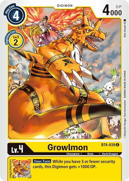 Image for Growlmon (BT4-039 C) (BT04) - Digimon Card Game