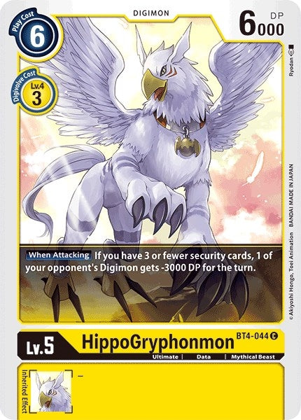 Image for HippoGryphonmon (BT4-044 C) (BT04) - Digimon Card Game