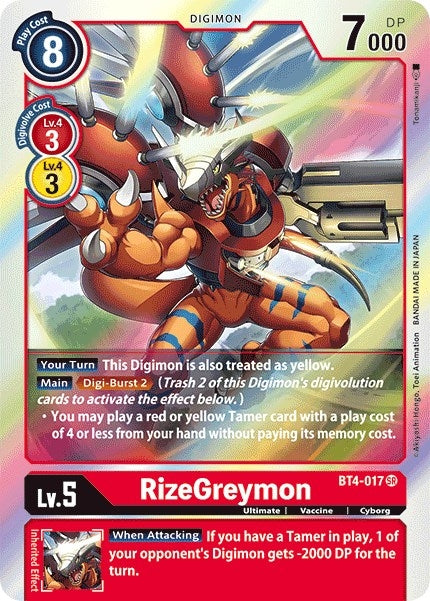 Image for RizeGreymon (BT4-017 SR) (BT04) - Digimon Card Game