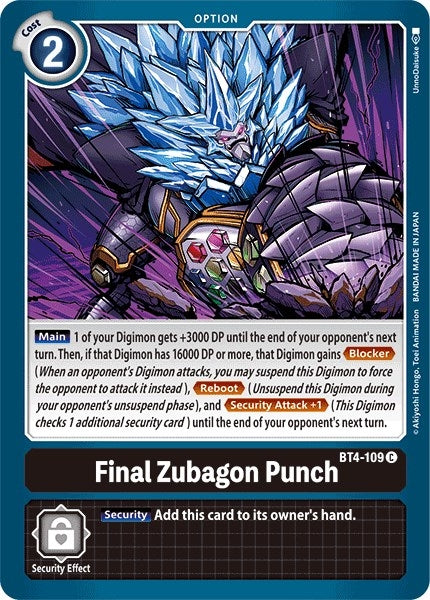 Image for Final Zubagon Punch (BT4-109 C) (BT04) - Digimon Card Game